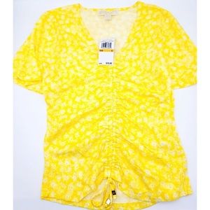 Michael Kors Yellow Basics Ruched Adjustable Top Size S